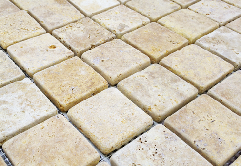 Travertine Yellow Cross-Cut Tumbled Mosaics